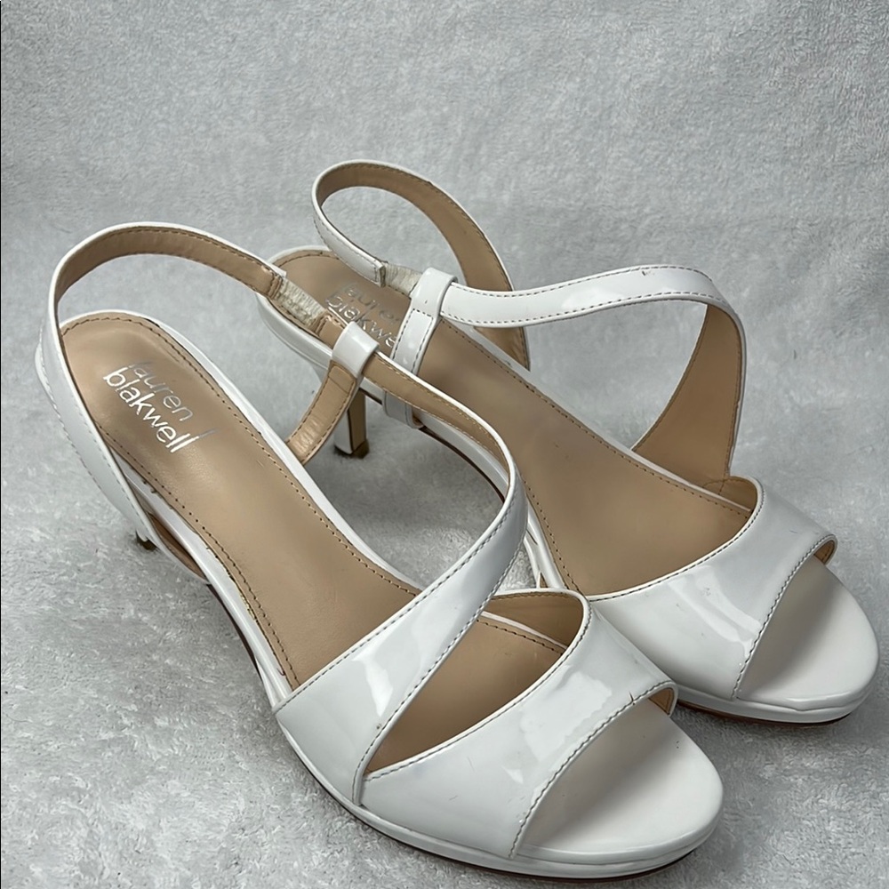 Lauren Blakwell White Patent Leather Heels - Picture 1 of 4